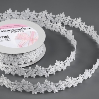 Лента фигурная &laquo;Розы&raquo;, 25 мм, 9 &plusmn; 0,5 м, цвет белый