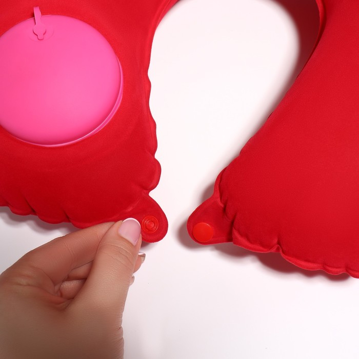 Подушка для шеи дорожная, надувная, с насосом, 47 &times; 27 см, цвет МИКСУдалила  картонная коробка,