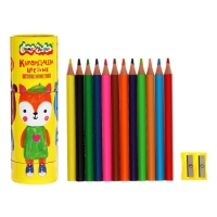 Карандаши 12 цветов "JUMBO" Каляка-Маляка, в тубусе с точилкой, утолщенный грифель, круглый пластиковый корпус Карандаши 12 цветов "JUMBO" Каляка-Маляка, в тубусе с точилкой, утолщенный грифель, круглый пластиковый корпус