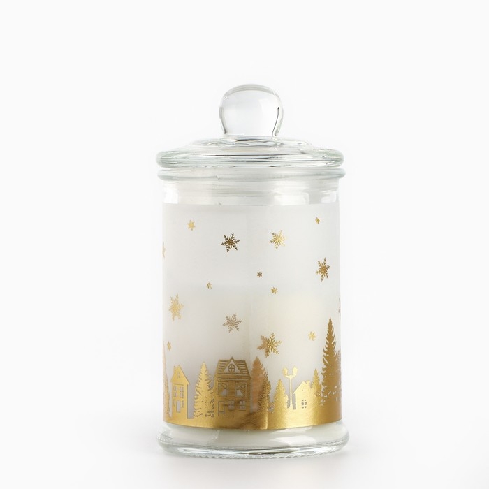 Свеча-баночка новогодняя интерьерная &laquo;Новый год: Счастливых моментов&raquo;, аромат свежесть 11,5 х 5,8 см
