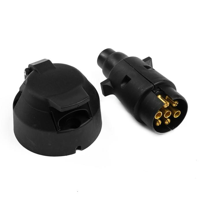 Соединитель для электропроводки прицепа, розетка и вилка, 7 контактов, пластик Соединитель для электропроводки прицепа, розетка и вилка, 7 контактов, пластик