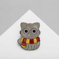 Значок &laquo;Котик&raquo; из Гриффиндора, цветной в чёрном металле
