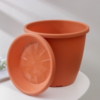 Горшок для цветов с поддоном &laquo;Афина&raquo;, 5,5 л, пластиковый, цвет коричневый