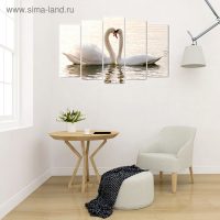 Картина модульная на подрамнике "Влюблённые лебеди" (2-25х63; 2-25х70; 1-25х80) 125х80см