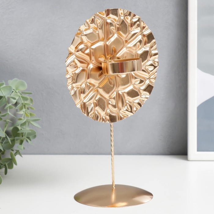 Подсвечник металл на 1 свечу "Паутина времени" золото 26х14,5х11 см