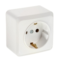 Розетка одноместная Luazon Lighting "СПБ", 16 А, с з/к, белая