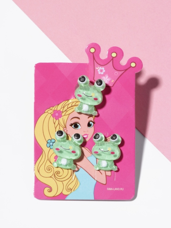 Набор детский "Выбражулька" 2 предмета: клипсы, кольцо, лягушка, цвет зеленый