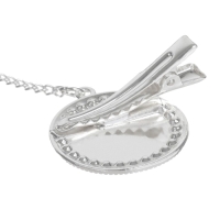 Соска - пустышка силиконовая ортодонтическая &laquo;Я люблю папу&raquo;, от 6 мес., с колпачком + держатель - цепочка, цвет серебренный, стразы