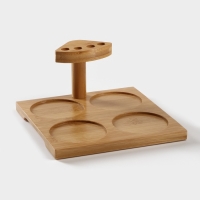 Набор кружек керамический на подставке из бамбука BellaTenero, 9 предметов: 4 кружки 150 мл, 4 ложки, подставка, цвет белый