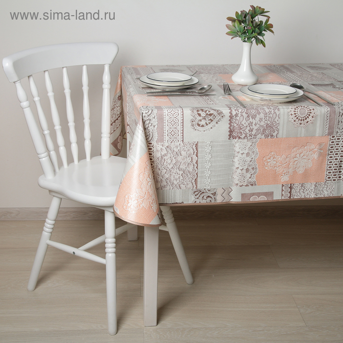 Скатерть на нетканой основе многоразовая с бейкой «Кружево», 135×180 см, цвет серый Скатерть на нетканой основе многоразовая с бейкой «Кружево», 135×180 см, цвет серый