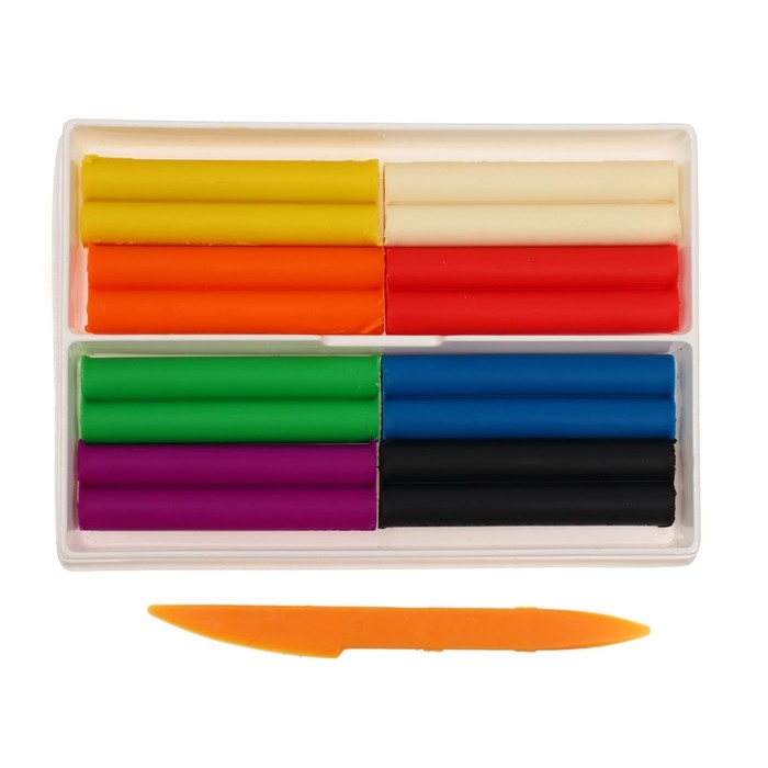 Пластилин мягкий (восковой), 8 цветов, 140 г, Пластилин мягкий (восковой), 8 цветов, 140 г, "Фантазия", со стеком, МИКС