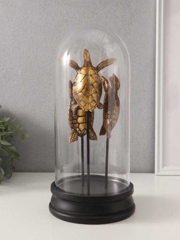 Сувенир полистоун в колбе Сувенир полистоун в колбе "Три черепахи в море" 14х14х30 см