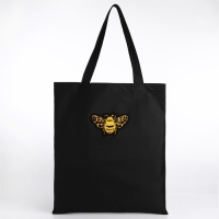 Шопер текстильный с вышивкой BEE , 40х35 см, чёрный цвет Шопер текстильный с вышивкой BEE , 40х35 см, чёрный цвет