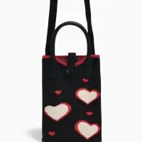 Сумка подр Сердца, 12*4*17, отд на кнопке, дл ремень, черный