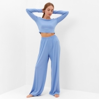 Комплект женский (лонгслив, брюки) MINAKU: Home collection цвет голубой, р-р 48 Комплект женский (лонгслив, брюки) MINAKU: Home collection цвет голубой, р-р 48