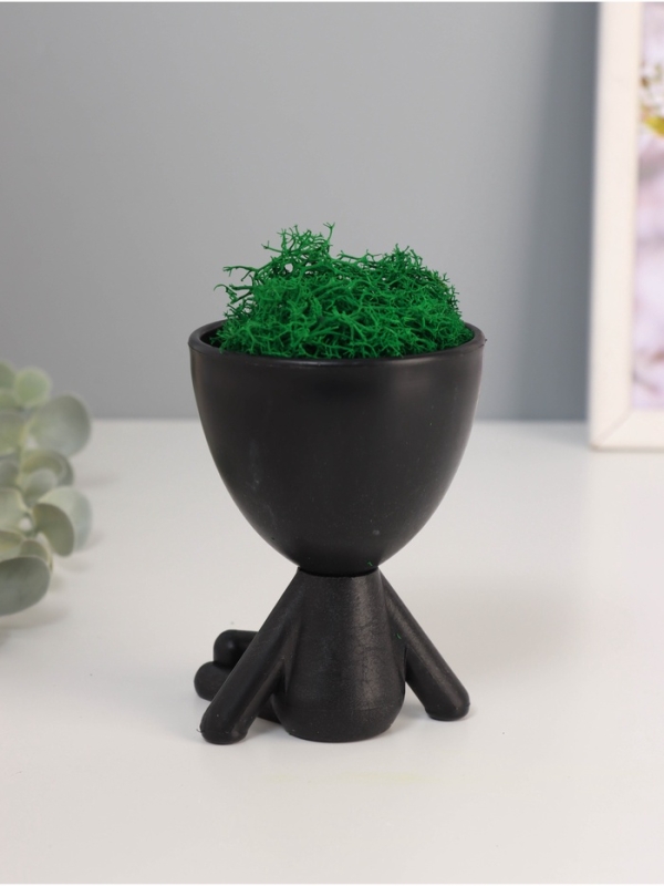 Кашпо пластиковое "Мистер Грин йог" 10,5*7,5*7,3 см черный