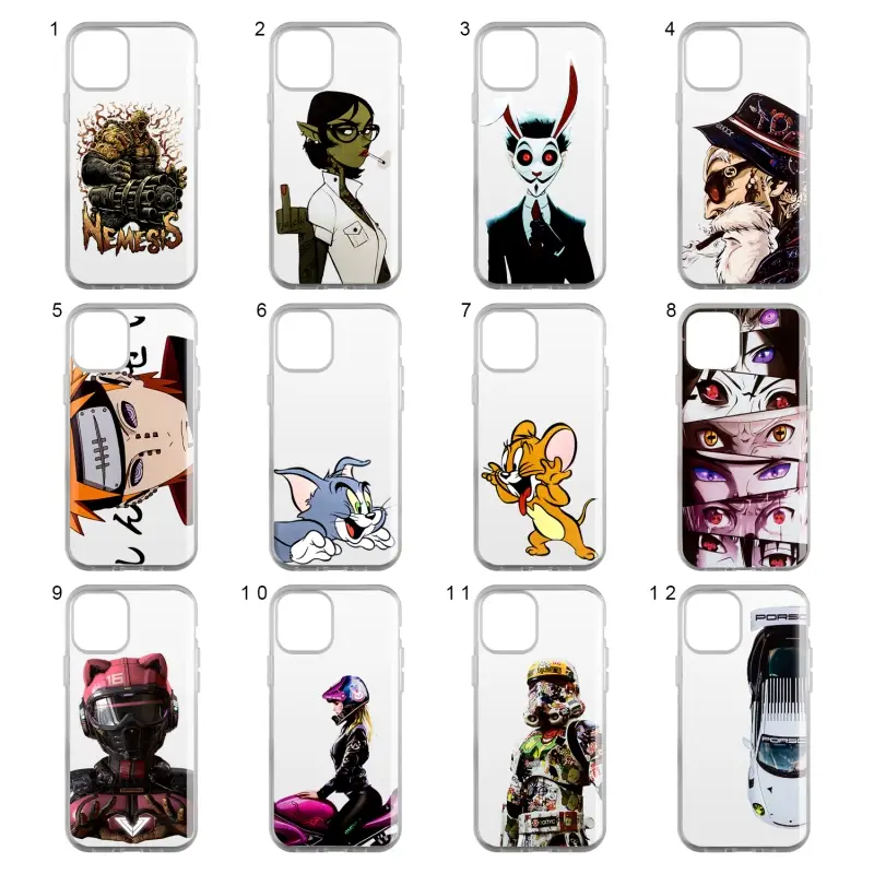 Чехол iPh 12/12 Pro (6.1) TPU 1.2 мм с принтами в ассортименте