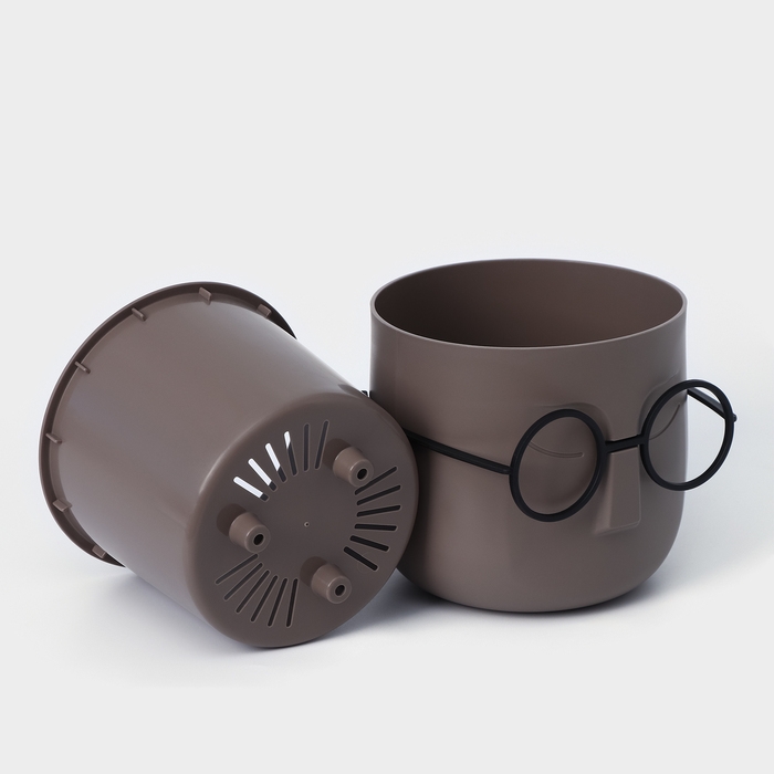 Кашпо для цветов со вставкой &laquo;Стив&raquo;, 650 мл, d=11,5 см, h=10,5 см, цвет французский серый