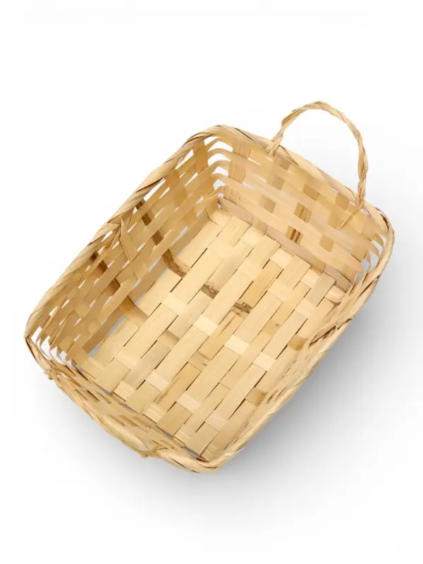 Корзина плетеная 24 х 20 х 8 см,боковые ручки, натуральный квадрат