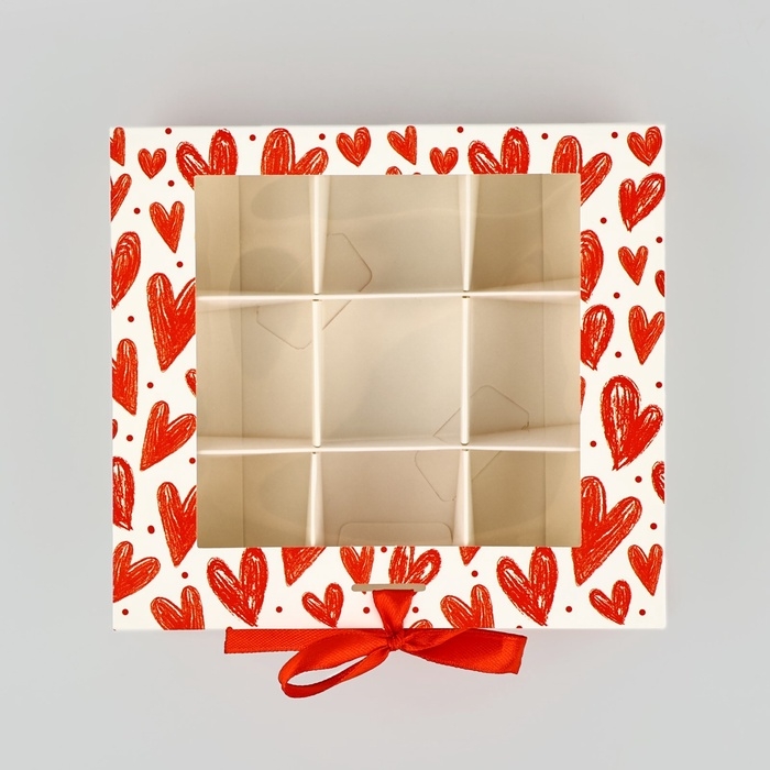 Коробка под 9 конфет с ячейками &laquo;Я люблю тебя&raquo; 14.5 х 13.5 х 3.5 см