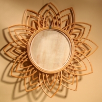 Зеркало настенное, 60х60х3 см, ротанг