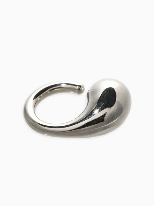 Кольцо пластик "Капля Бо", р-р 17, цвет серебро
