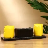 Календарь настольный "Совушки" дерево 19х6х6 см, цв. чёрно-жёлтый