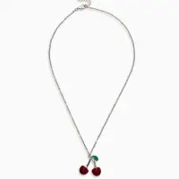 Кулон на цепочке "Черешня", цвет бордово-зелёный в серебре 40+удл