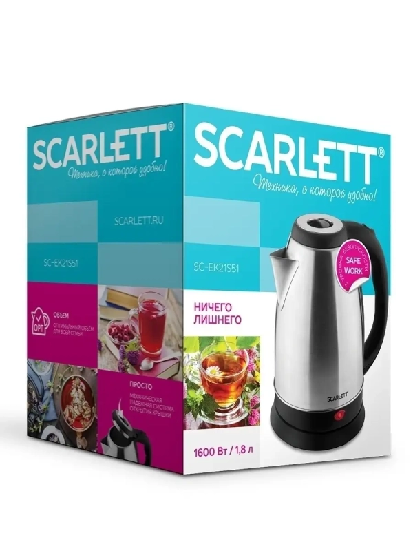 Чайник электрический металлический SC-EK21S51 1,8 л Чайник электрический металлический SC-EK21S51 1,8 л