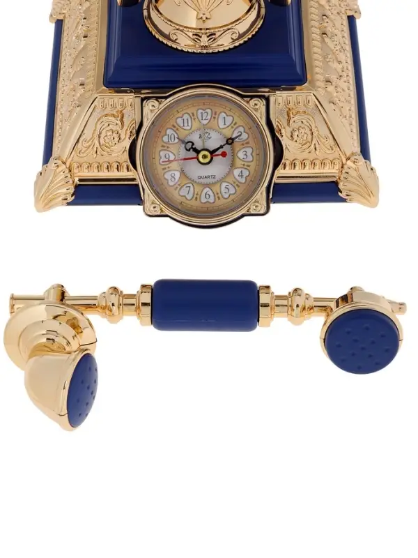 Часы-светильник "Ретро телефон", синий, с будильником, 28.5 х 18 х 18 см