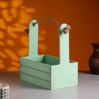 Кашпо деревянное 25.5×15×30 см "Аром", ручка канат, Оливковый Прованс Кашпо деревянное 25.5×15×30 см "Аром", ручка канат, Оливковый Прованс