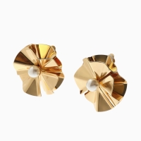 Клипсы &laquo;Тренд&raquo; объёмный цветок, цвет золото