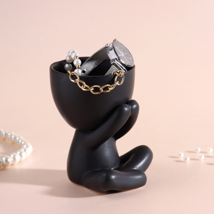 Предмет интерьера Предмет интерьера "Мистер Грин" любитель тишины 9,8*6,7*8 черный керамика