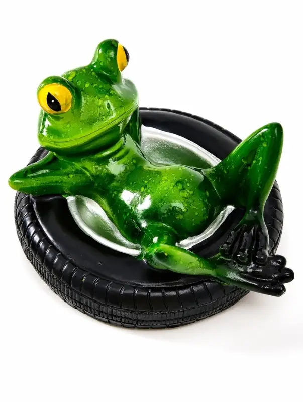 Садовая фигура 14 х 13 х 9,5 см "Лягушка в шине" Водоплавающая