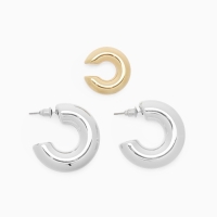 Набор серьги и каффы 3 шт. &laquo;Бублик&raquo; кольца, цвет золото в серебре