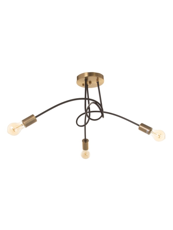 Люстра "Узел" 3х40Вт Е27 черный/латунь 52х52х36см