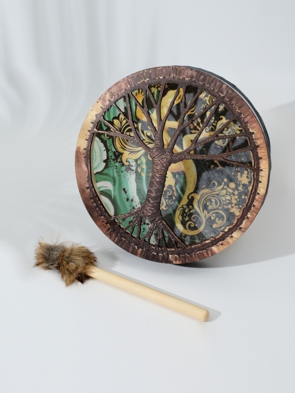 Шаманский бубен "Ящерица" с колотушкой 5х25х25 см