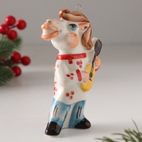 Ёлочная игрушка фарфоровая "Конь Цыган с гитарой",  11 см