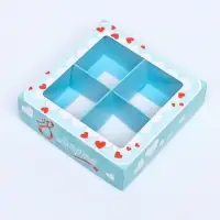 Коробка для 4 конфеты, &laquo; 8 марта&raquo; 12.6&times;12.6&times;3.5 см