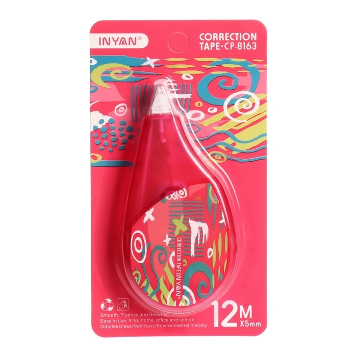 Корректор-лента 12 м х 5 мм, блистер, европодвес, корпус МИКС с рисунком