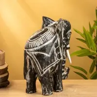 Сувенир "Слон" дерево 24х9х30 см, цв. чёрно-белый