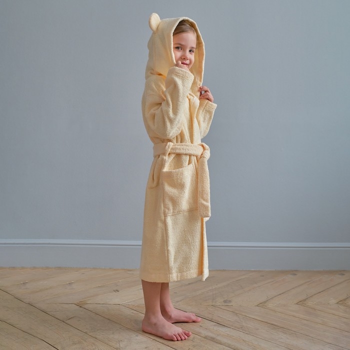 Халат махровый детский "Follow me" р-р 32 (110-116 см), бежевый