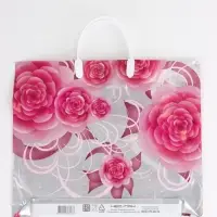 Пакет "Роза на серебре, полиэтиленовый, пластиковая ручка 37х35 см 90 мкм