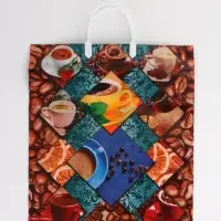 Пакет "Кофейное настроение, полиэтиленовый с вырубной ручкой, пласт. 38х44 см, 90 мкм