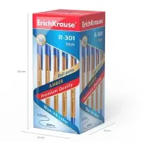 Ручка шариковая ErichKrause R-301 Amber Stick, узел 1.0 мм, чернила синие, длина линии письма 1000 метров
