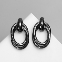 Серьги металл &laquo;Геометрия&raquo; овалы переплетённые, цвет серый металл