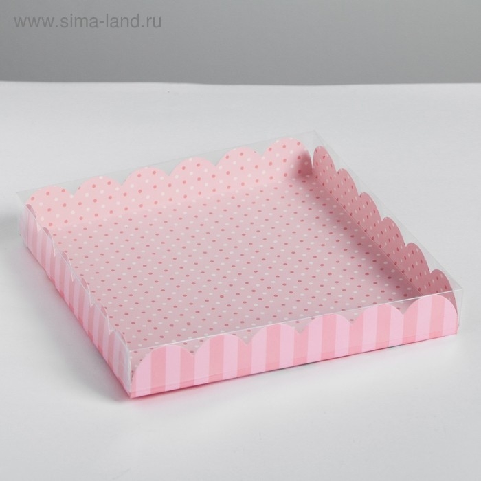 Коробка для печенья, кондитерская упаковка с PVC крышкой, &laquo;8 марта&raquo;, 21 х 21 х 3 см