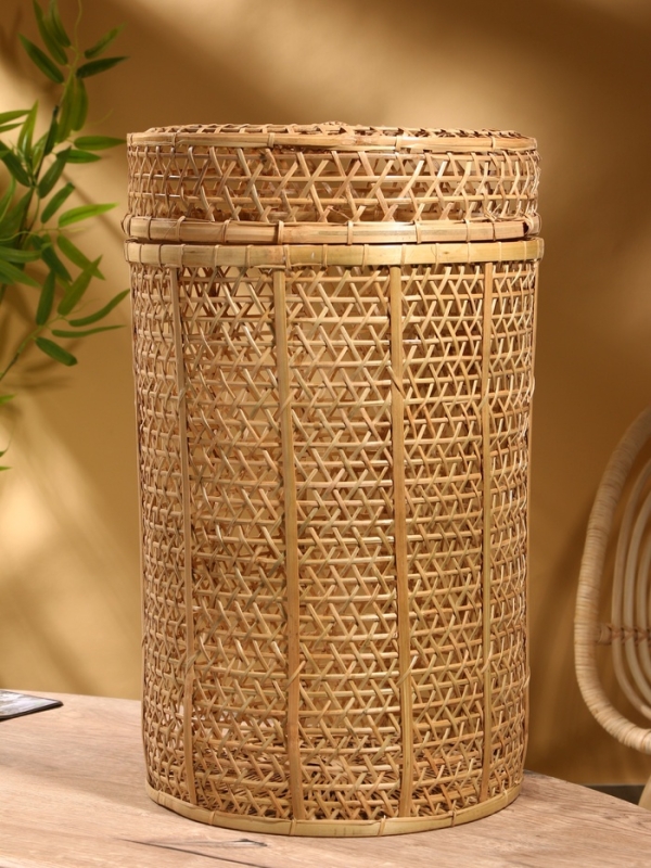 Корзина плетёная "Баскет" бамбук 40х40х60 см, светлая
