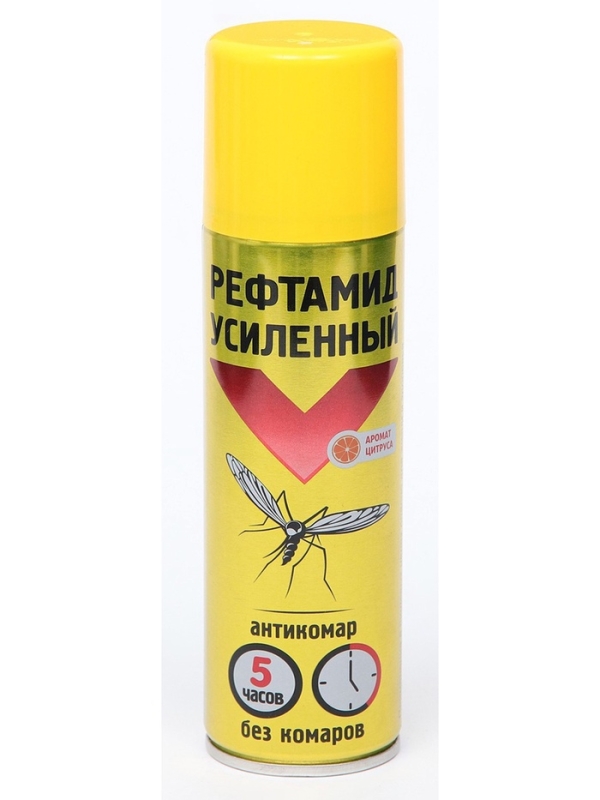 Аэрозоль репеллентный от комаров "Рефтамид" Антикомар Усиленный, с ароматом ванили/цитруса, 150 мл