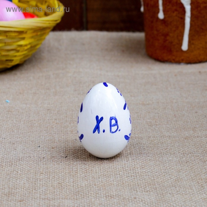 Фигурка пасхальная &laquo;Яйцо гжель&raquo;, белое, 7 см